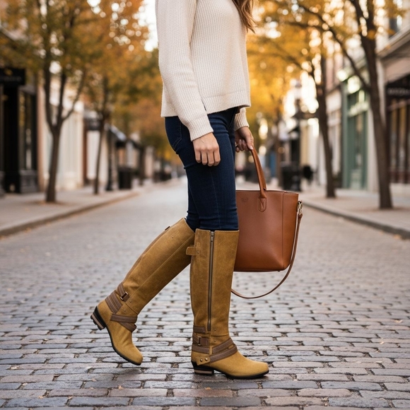 Sorel Ladies Riding Boots in Yellow - Picture 1 of 11